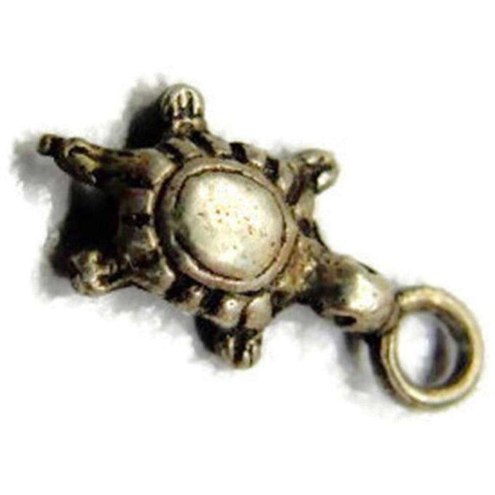 3d Tiny Turtle Tortoise Charm Solid 925 Heavy Pat… - image 1